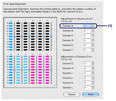 head aligning pattern streaks printout noticeable column least select number