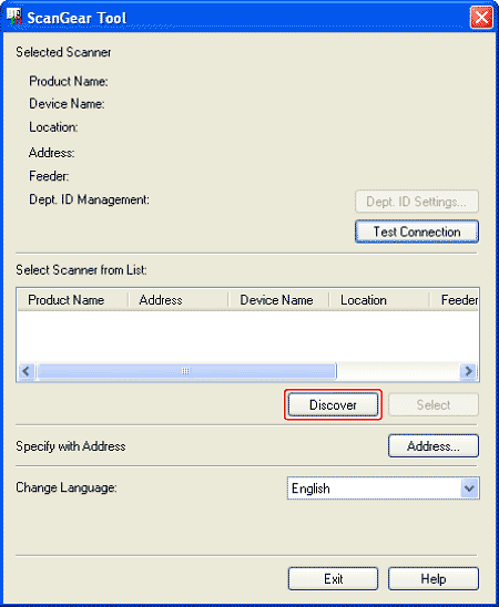 select scanner address scangear tool