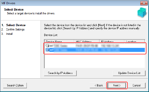 Installing The Driver Software Via Network For Windows