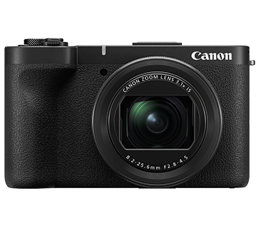 Canon PowerShot V1 camera, front view with its built-in zoom lens